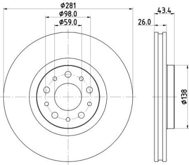 PRO FIAT Гальмівний диск передн. TIPO 1.4, 1.6 HELLA 8DD 355 132-131