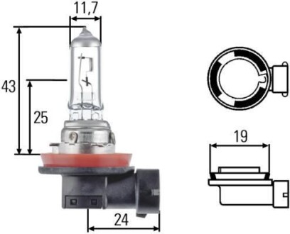 Лампа розжарювання HEAVY DUTY H11 24V 70W PGJ19-2 HELLA 8GH 008 358-241 (фото 1)