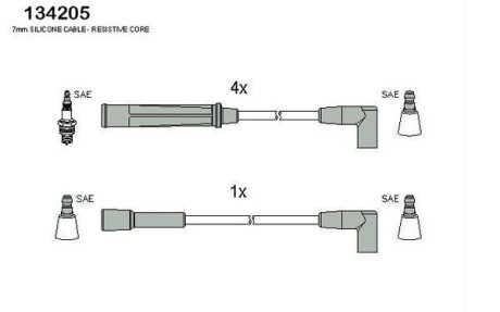 HITACHI OPEL К-кт высоковольтных проводов Kadett E 1.3 HITACHI (Huco) 134205