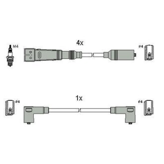 HITACHI VW К-кт высоковольтных проводов Golf III,Passat,Vento,Seat 88- HITACHI (Huco) 134786