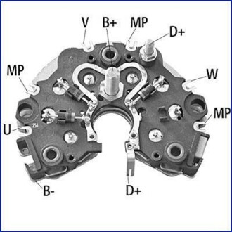 HITACHI VW Мост диодный Audi 100,80,A4/6/8,Citroen Berlingo,Jumpy,ZX,Fiat Scudo,Opel,Peugeot,Passat HITACHI (Huco) 139473