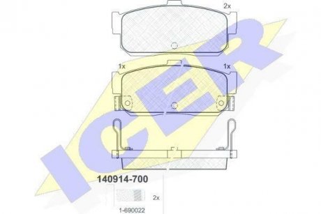 Комплект гальмівних колодок (дискових) ICER 140914-700 (фото 1)