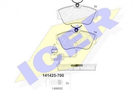 Комплект гальмівних колодок (дискових) ICER 141425-700 (фото 1)