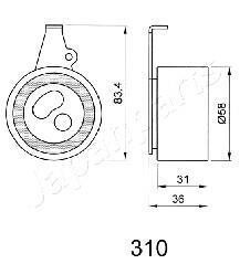 MAZDA Ролик натяжит.E2200 SA,SB,SR, 84- JAPANPARTS BE-310