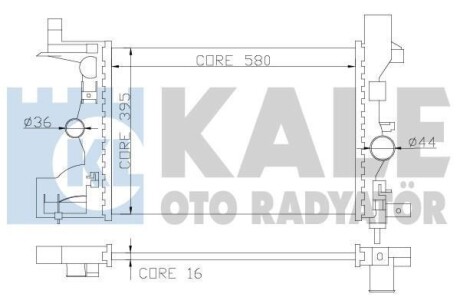 Радиатор охлаждения Chevrolet Cruze 1.6, 1.8 (09-), Orlando (10-) 1.8i, Astra J (10-) 1.4i, 1.6i, 1.8i МКПП OTO RADYATOR KALE 349200