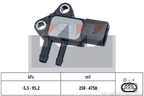 Датчик тиску вихлопних газів (аналог EPS 1.993.297/Facet 10.3297) Kw 493 297