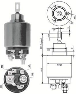 Втягивающее реле стартера (электромагнит) AUDI 71-90 VW 73-88 DB W114/116/123 FIAT [940113050124] MAGNETI MARELLI AME0124 (фото 1)