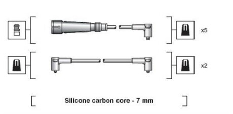 VW Провода высокого напряжения (7шт.) AUDI A100/A200 2,0-2,3 -94 MAGNETI MARELLI MSK1047 (фото 1)