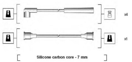 Высоковольтные провода FORD ESCORT 1,3/1,4/1,6 -86 MAGNETI MARELLI MSK765 (фото 1)