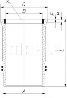 Гильза цилиндра DAF MX 375, MX 300, MX 265, MX 340, MX-13 375,EURO 5/6 (Mahle) MAHLE / KNECHT 213 LW 00100 001 (фото 1)