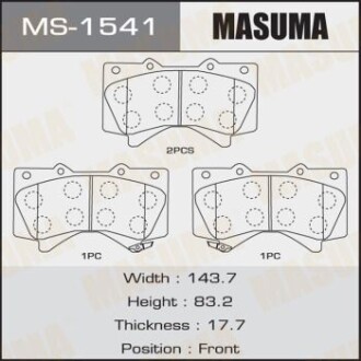 Колодки гальмівні передн Lexus LX570/ Toyota Land Cruiser (07-) (MS-1541) MASUMA MS1541 (фото 1)