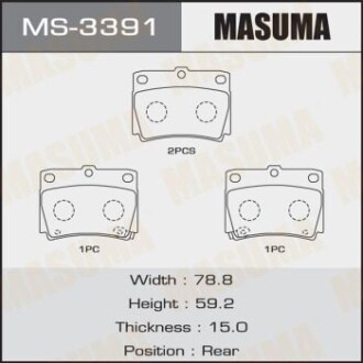 Колодки гальмівні задн Mitsubishi Pajero Sport (09-) (MS-3391) MASUMA MS3391 (фото 1)