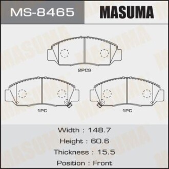 Колодки гальмівні передн Honda Accord (02-05), Civic (06-11), FR-V (05-09) (MS-8465) MASUMA MS8465 (фото 1)