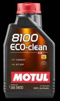 Олива моторна синтетична "8100 Eco-clean 5W30", 1л MOTUL 101542