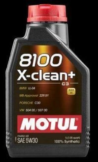 Олива моторна синтетична "8100 X-Clean+ 5W-30", 1л (102259=) MOTUL 106376 (фото 1)