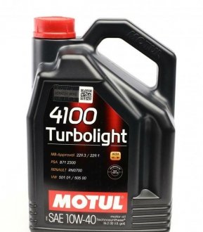 Моторное масло 4100 Turbolight 10W-40 полусинтетическое 5 л MOTUL 387606