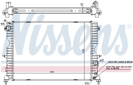 LAND ROVER Радіатор охолодження двиг. Discovery II 2.5Td 98- NISSENS 64312A