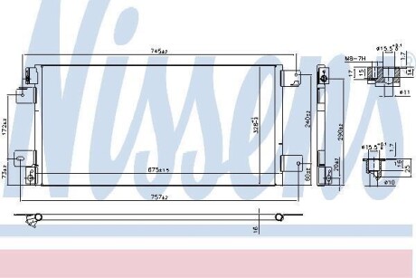 JEEP Радіатор кондиціонера (конденсатор) без осушувача COMPASS 2.0-2.4 CRD 06-, PATRIOT 2.0-2.4 07-, CHRYSLER, DODGE NISSENS 940460 (фото 1)