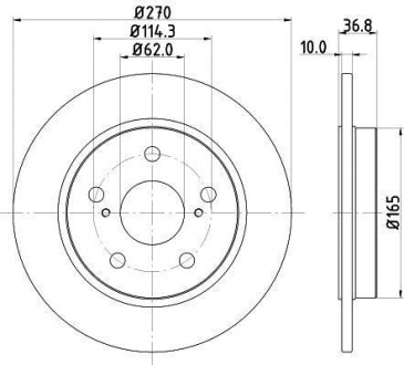 Диск тормозной задний Toyota Auris, Corolla 1.4, 1.6, 1.8 (12-) NISSHINBO ND1007K (фото 1)