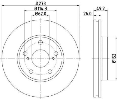 Диск тормозной передний Toyota Auris 1.4, 1.6, 1.8 (07-) NISSHINBO ND1021K (фото 1)