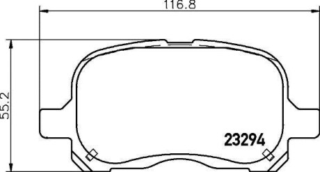 Колодки тормозные дисковые передние Toyota Corolla 1.2, 1.4, 1.6 (97-01) NISSHINBO NP1088 (фото 1)