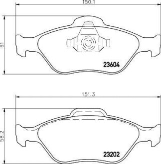 Колодки гальмівні дискові передні Mazda2 1.3, 1.4, 1.6 (03-)/Ford Fusion 1.4, 1.6 (04-12) NISSHINBO NP5008