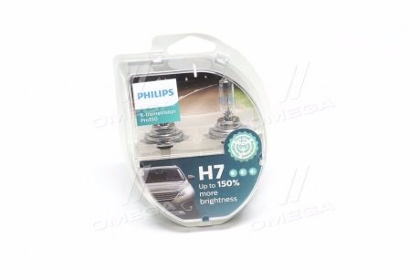 Лампа накаливания H7 X-tremeVision Pro150 +150 12V 55W PX26d (комплект) PHILIPS 12972XVPS2 (фото 1)