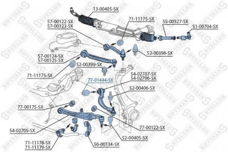 Сайлентблок заднего нижнего рычага/Audi A8 all 02>, VW Phaeton all 02> STELLOX 77-01444-SX (фото 1)