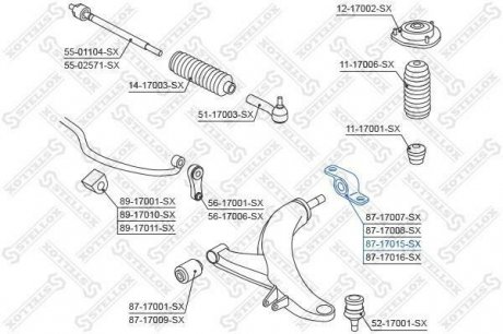 Сайлентблок переднего рычага задний правый / Subaru Legacy B12 99-03 STELLOX 87-17015-SX (фото 1)