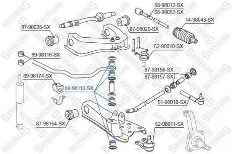 Втулка стабилизатора переднего / Toyota 4 Runner/Lite-Ace/Hi-Ace 82-98 STELLOX 89-98110-SX (фото 1)