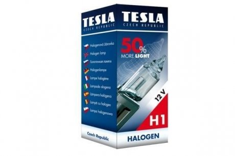 Лампа галоген 12V H1,12V,55W,P14,5s+50% Premium BLATNA TESLA B30101 (фото 1)