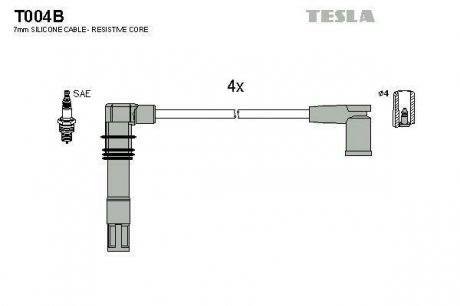 Комплект кабелів високовольтних TESLA T004B (фото 1)
