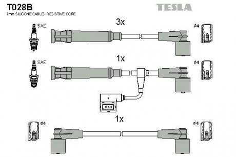 Проводавысоковольтные,комплект Bmw 3 (E36) TESLA T028B