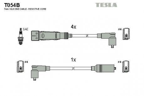 Комплект кабелiв запалювання TESLA T054B (фото 1)