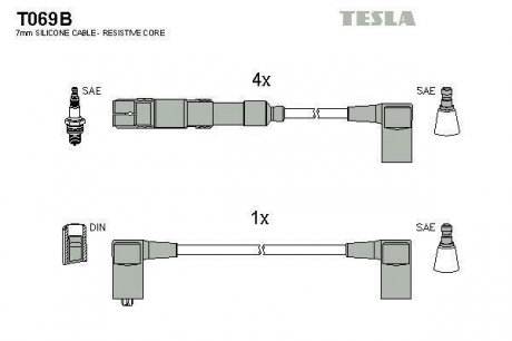 Комплект кабелів високовольтних TESLA T069B (фото 1)