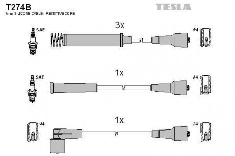 Комплект кабелiв запалювання TESLA T274B (фото 1)