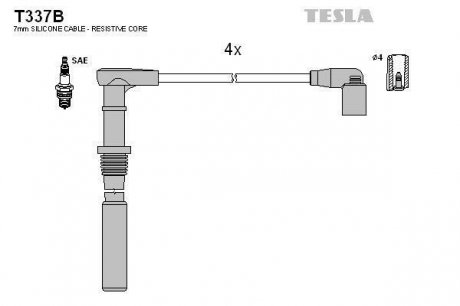 Комплект кабелiв запалювання TESLA T337B (фото 1)
