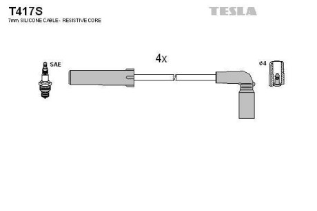 Провода високої напруги Газель Бізнес дв.УМЗ-4216 Евро-3 "" к-т TESLA T417S (фото 1)