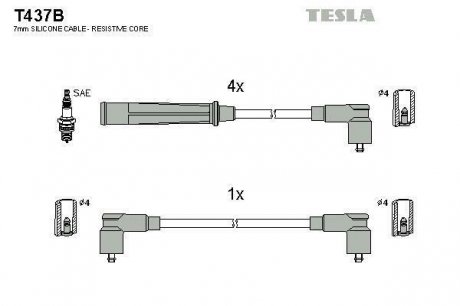 Провод высокого напряжения TESLA T437B (фото 1)