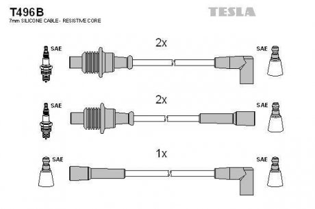 Комплект кабелiв запалювання TESLA T496B (фото 1)