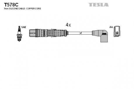 Комплект кабелiв запалювання TESLA T578C (фото 1)