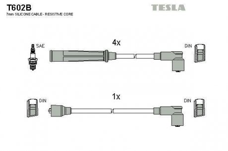 Комплект кабелiв запалювання TESLA T602B
