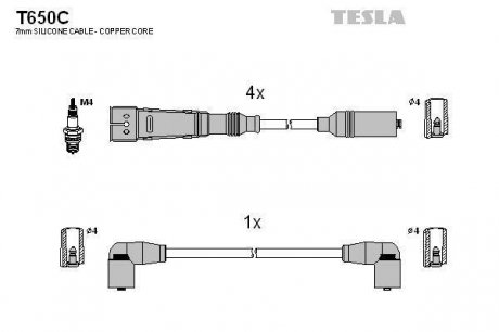 Комплект кабелiв запалювання TESLA T650C (фото 1)