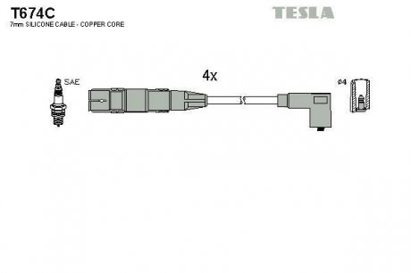 Проводавысоковольтные,комплект Skoda Octavia 1.6 (97-07),Skoda Octavia combi 1.6 TESLA T674C (фото 1)