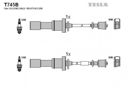Комплект кабелів високовольтних TESLA T745B (фото 1)