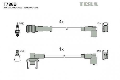 Комплект кабелiв запалювання TESLA T786B