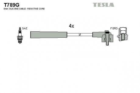 Комплект кабелiв запалювання TESLA T789G (фото 1)