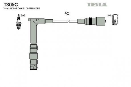 Комплект кабелiв запалювання TESLA T805C (фото 1)