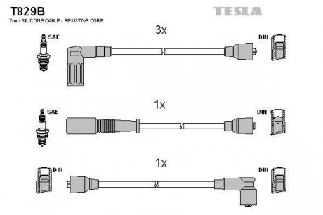 Комплект кабелiв запалювання TESLA T829B (фото 1)