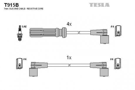 Комплект кабелiв запалювання TESLA T915B (фото 1)